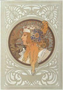 Byzantská hlava: Blond od Alphonse Mucha