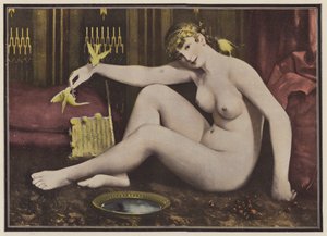 Krmení ptáků (barva litho) od Alphonse Pellet