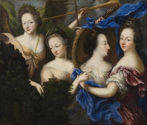 Alegorie s autoportrétem a profilovým portrétem Ulriky Eleonore, švédské královny Finsko - Alegorie s autoportrétem a profilovým portrétem Ulriky Eleonory starší (1656-1693), Koenigsmarck, Amalia Wilhelmina von (1663-1740). olej na plátně od Amalia Wilhelmina von Konigsmarck