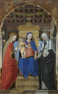 Panna a dítě se svatou Kateřinou Alexandrijskou a svatou Kateřinou Sienskou, c. 1490