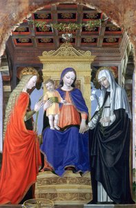 Panna a dítě se svatou Kateřinou Alexandrijskou a svatou Kateřinou Sienskou, c1490