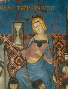 Alegorie dobré vlády, střídmosti, detail z Alegorie a účinky dobré a špatné vlády na město a venkov od Ambrogio Lorenzetti
