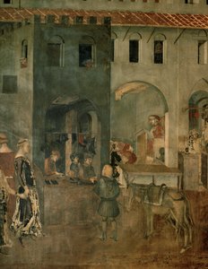 Život ve městě (freska) od Ambrogio Lorenzetti