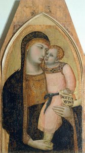 Madona s dítětem, detail z Triptychu zobrazující Madonu s dítětem s Máří Magdalenou a sv. Dorotou od Ambrogia Lorenzettiho (1290-cca 1348), olej na dřevě od Ambrogio Lorenzetti