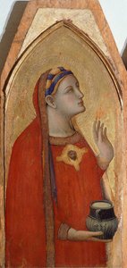 Máří Magdalena, detail z Triptychu zobrazující Madonu s dítětem s Marií Magdalenou a sv. Dorotou od Ambrogia Lorenzettiho (1290-cca 1348), olej na dřevě od Ambrogio Lorenzetti