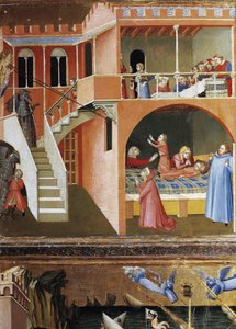 Vzkříšení mrtvého dítěte. Scény ze života svatého Mikuláše (tempera na dřevě od Ambrogio Lorenzetti