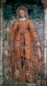 Svatá Kateřina Sienská Freska od Ambrogia da Fossana zvaného Bergognone (1460-1523). Rozměr.170x77 cm Milán, Brera Art Gallery od Ambrogio da Fossano (c.1460 1523) (attr.to)