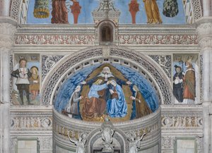 Korunovace Panny Marie s Bohem a Duchem svatým mezi Francescem a Ludovicem Sforzovými, 1500-1522