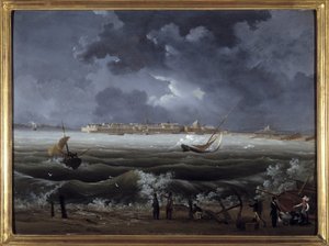 Saint Malo, Louis Garneray, sd. kolem 1820, Olej na plátně, V. 0,330; L. 0,460. CCIP Sb. od Ambroise Louis Garneray
