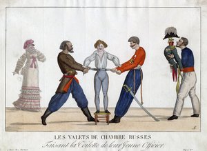 Toaleta mladého ruského důstojníka - Garneray, Ambroise Louis (1783-1857) - c. 1815 - Lept, akvarel - 24x32,6 - Soukromá sbírka od Ambroise Louis Garneray