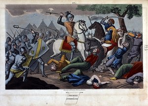Bitva u Poitiers: Charles Martel poražen mezi Tours a Poitiers Abd al-Rahman I nebo Abderamane I (Abd al-Rahman) (731-788), král Saracénů v roce 732 - Navrhl a vyryl Ambrose Tardieu v roce 1825.