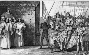 Johanka z Arku (1412-31) přijíždí do Remeše v roce 1429, aby tam čekala na korunovaci Karla VII. (1403-61) - Karel VII. řekl „Vítězný“ (1403-1461) - Angličané se usadili v Orleans, ale Johanka z Arc zvedl sedadlo, doručil Orleans a vedl krále k rei od Ambroise Tardieu