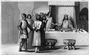 Robert II., zbožný (asi 970-1031) propouští spiklence - Robert II. dit „Zbožný““ (asi 972-1031), dynastie Kapetovců - Věděl, že 2 spiklenci byli odsouzeni k smrti, učinil z nich komunikátory, zacházet krásně a pak renderovat do svobody - Ing od Ambroise Tardieu