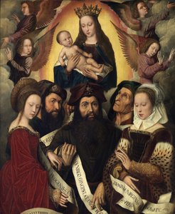 Holandština: Marie s dítětem obklopená anděly, proroky a sibylami Deipara Panna od Ambrosius Benson