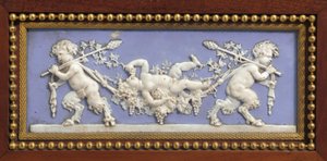 Panel z konzoly Napoleon III, na způsob Jacoba, od Maison Millet, Paříž, kolem roku 1865 (jasperové zboží namontované na ormolu, mahagon a intarzie) (detail z 362841)