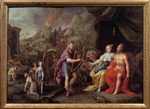 Zastoupení Orphee v podsvětí Orphee se svou lyrou žádá Dia o povolení připojit se k Eurydice v podsvětí. Obraz Ambrosia Franckena (1544-1618) Nimes 17. století, Muzeum výtvarných umění.