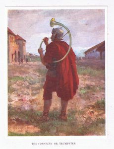Cornicen nebo Trumpeter, ilustrace z The Roman Soldier, 1928