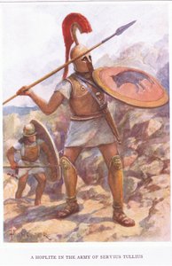Hoplite v armádě Servia Tullia, ilustrace z The Roman Soldier, 1928