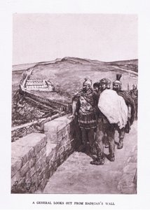 Generál se dívá na Hadriánův val, ilustrace z Římského vojáka, 1928