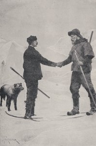 Setkání polárních badatelů Frederick George Jackson a Fridtjof Nansen, Země Františka Josefa, 1896 od Amedee Forestier