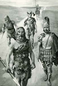 Roads of England: Starověký britský náčelník, římský voják, saský, Dán a Norman od Amedee Forestier