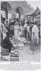 Scéna římského trhu, Londýn, ilustrace z 