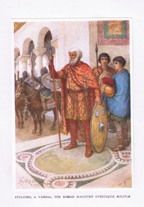 Stiliko, vandal, The Roman Magister Utriusque Militiae, ilustrace z The Roman Soldier, 1928 od Amedee Forestier