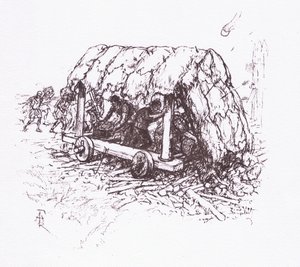 Želva, polní stroj, ilustrace z The Roman Soldier, 1928