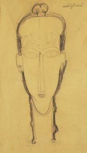 Hlava karyatidy v šatech hlavy, 1911 od Amedeo Modigliani