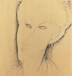 Hlava ženy (pero, štětec, inkoust a tužka na papíře) od Amedeo Modigliani