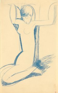 klečící modrá karyatida, c. 1911 od Amedeo Modigliani