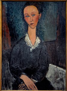 Žena s bílým límečkem Obraz Amedea Modiglianiho (1884-1920) Slunce 20. století. 0,92x0,6 m Grenoble, Muzeum výtvarných umění od Amedeo Modigliani