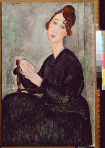 Portrét Dedie Hayden (D.H.) Žena oděná v černém má melankolický výraz. Obraz Amedea Modiglianiho (1884-1920) 1918 Rozm. 92x60 cm Paříž, moderní národní muzeum šipek od Amedeo Modigliani