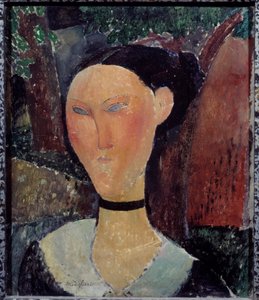 Obraz Portrét ženy se sametovou stuhou od Amedea Modiglianiho (1884-1920) 1915 Sun. 0,54x0,45 m Paříž, Musee de l