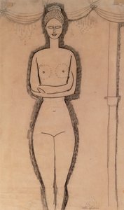 Stojící akt (tužka na papíře) od Amedeo Modigliani