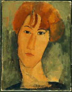 Mladá žena s červenými vlasy s límcem od Amedeo Modigliani