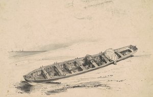 Dlouhý člun na pláži od American 19th Century