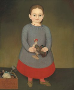 Dívka s hračkou kohouta od American 19th Century