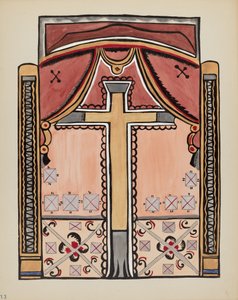 Talíř 13: Design s křížem, Chimayo: Z portfolia "Španělské koloniální návrhy Nového Mexika" od American 20th Century