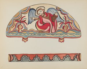 Deska 15: The Creation (Lunette): Z portfolia „Španělské koloniální návrhy Nového Mexika“ od American 20th Century