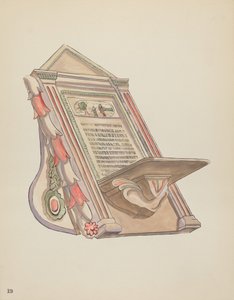 Talíř 19: Stojan na čtení: Z portfolia „Španělské koloniální návrhy Nového Mexika“ od American 20th Century