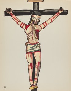 Deska 26: Kristus ukřižovaný: Z portfolia „Španělské koloniální návrhy Nového Mexika“ od American 20th Century
