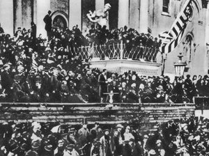 Druhá inaugurace Abrahama Lincolna, 4. března 1865 (černobílá fotografie) od American Photographer (after)