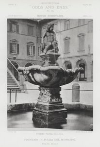 Kašna na náměstí Piazza Del Municipio, Prato, Itálie (čb fotografie) od American Photographer (after)