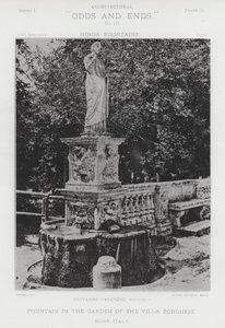 Fontána v zahradě Villa Borghese, Řím, Itálie (černobílá fotografie) od American Photographer (after)