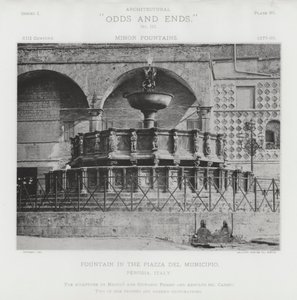 Fontána na náměstí Piazza del Municipio, Perugia, Itálie (černobílá fotografie) od American Photographer (after)
