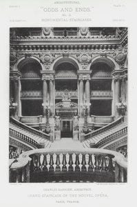 Velké schodiště Nouvel Opera, Paříž, Francie (černobílá fotografie) od American Photographer (after)