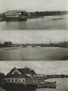Harvardská univerzita: Univerzitní lodní klub, most Larze Andersona, klub Weld Boat (černobílá fotografie) od American Photographer (after)