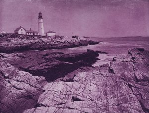 Maják v přístavu Portland, Maine (černobílá fotografie) od American Photographer (after)