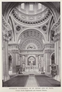 Philadelphia: Vnitřní katedrála svatého Petra a Pavla, rohová severní osmnáctá a letní ulice (černobílá fotografie) od American Photographer (after)